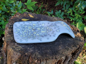 "Shades of White" Small Glass Spoon Rest